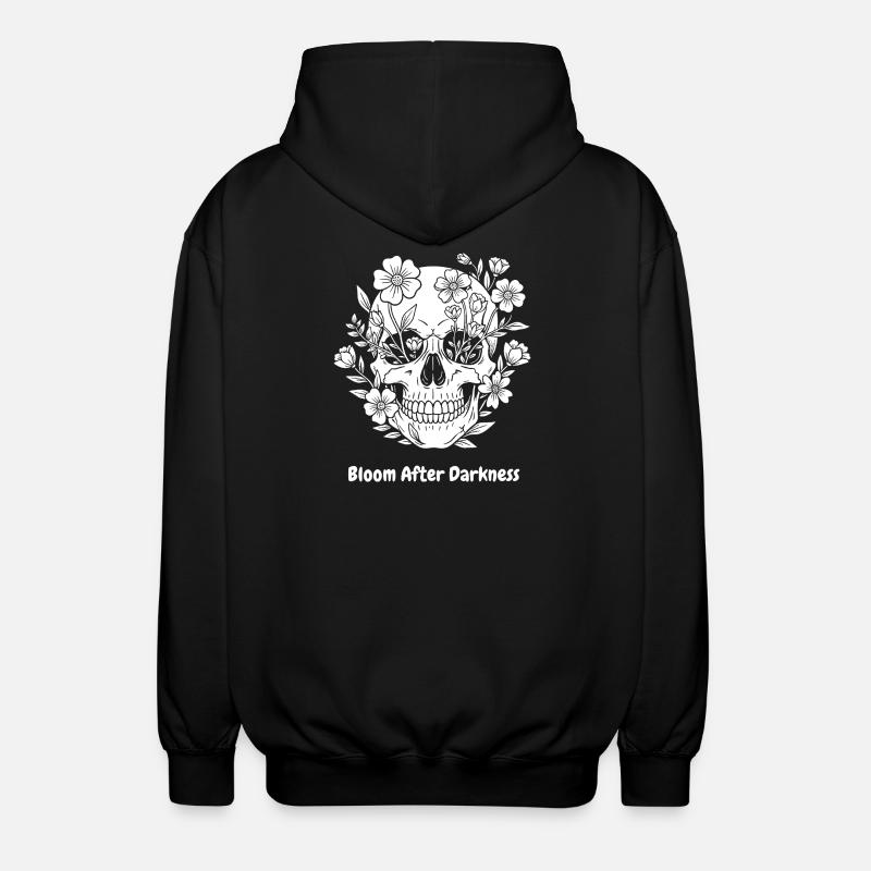 Flower Skull Bloom After Darkness - Unisex Hooded Jacket - black