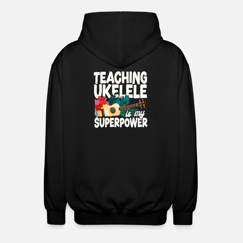 Hawaiian Ukulele Uke Teaching - Unisex Kapuzenjacke - Schwarz