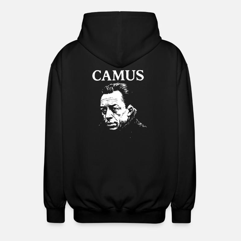Albert Camus existenzielles Noir-Porträt - Unisex Kapuzenjacke - Schwarz