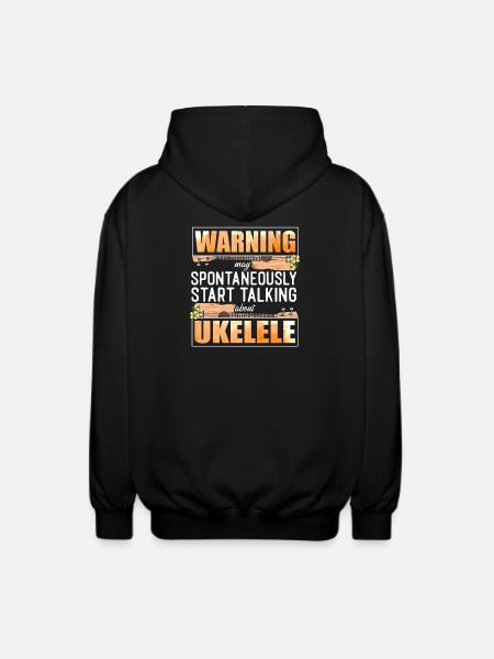 Hawaiian Ukulele Uke Warning May - Unisex Hooded Jacket - black