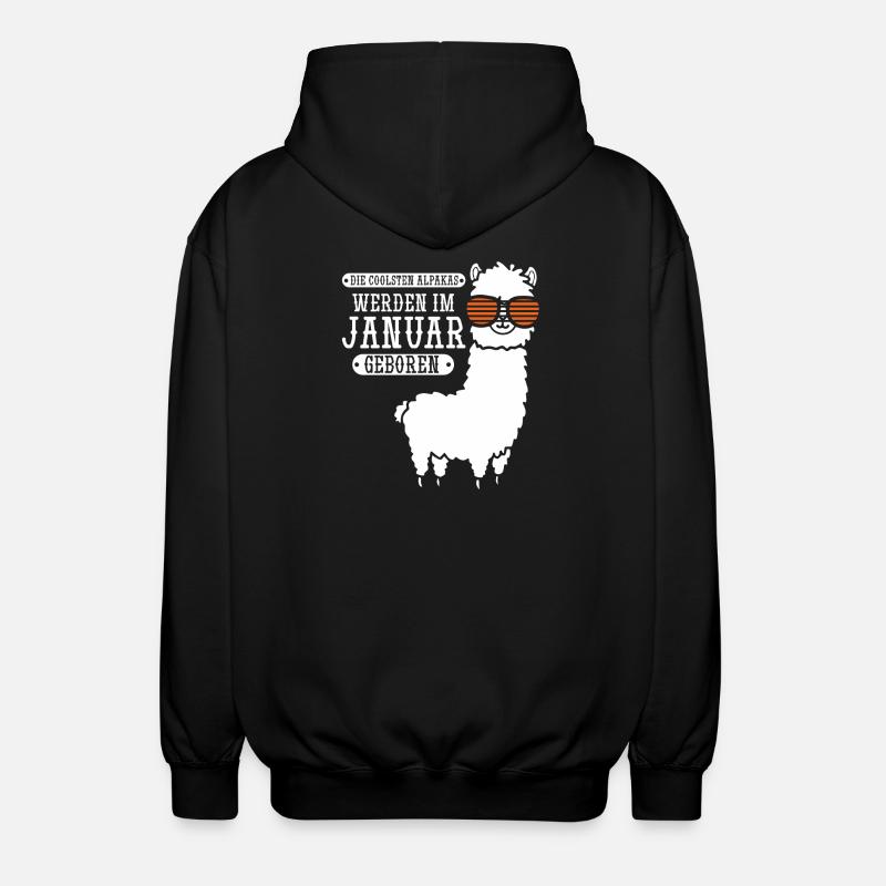 Anniversaire de janvier : Alpaga Drôle - Veste à capuche unisexe - noir