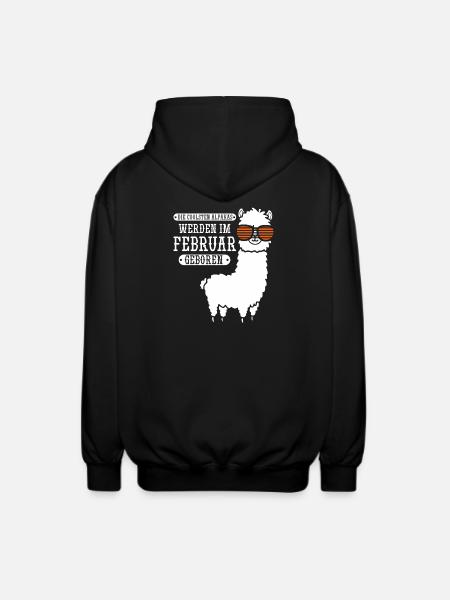 February Birthday Alpaca Saying Funny - Unisex Hooded Jacket - black