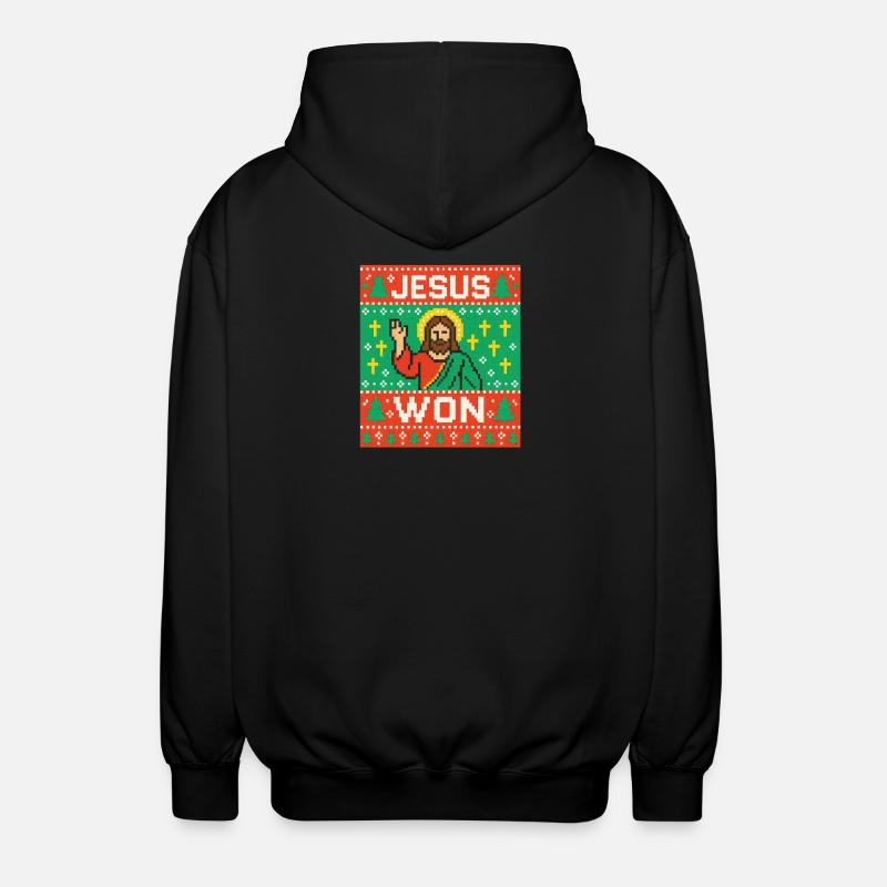 Jesus Won hässlicher Weihnachtspullover-Stil, christlich - Unisex Kapuzenjacke - Schwarz