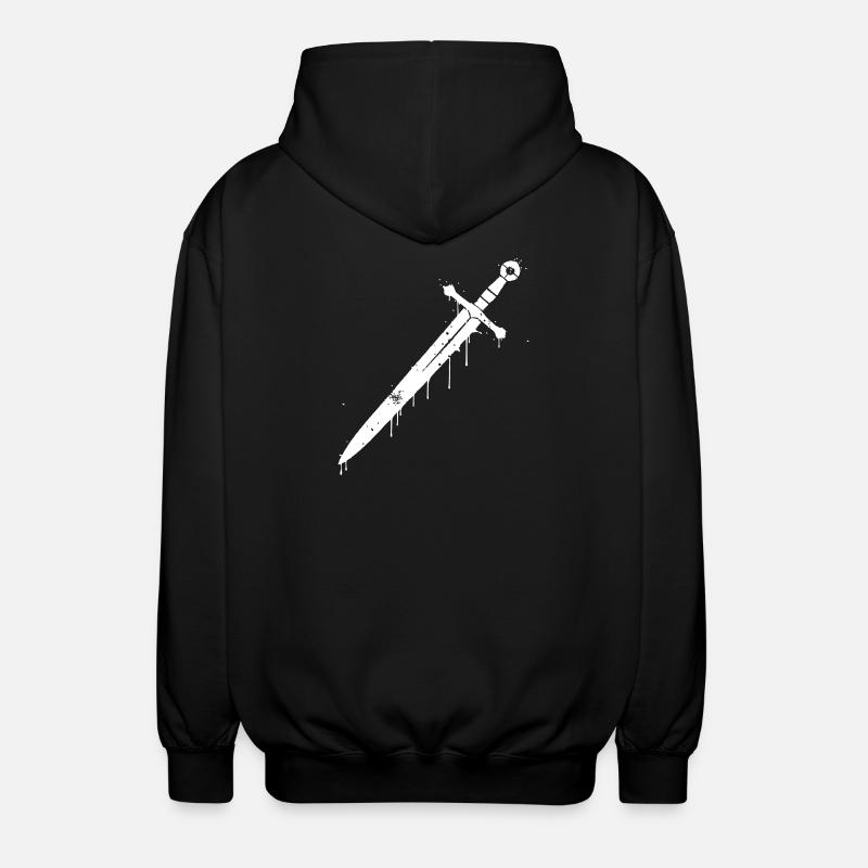 Ritter Schwert Graffiti Mittelalter - Unisex Kapuzenjacke - Schwarz
