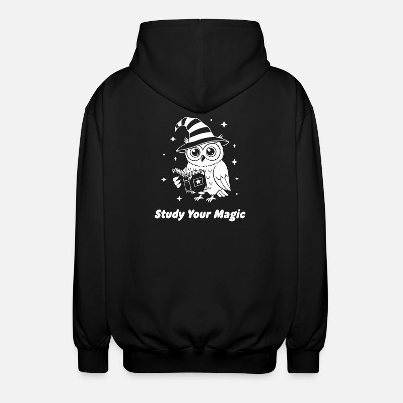 Magic owl learns magic - Unisex Hooded Jacket - black
