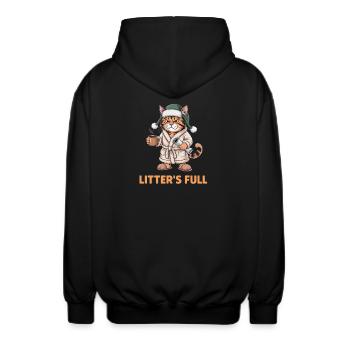 Cozy Cat Litters vollständiger Tassenabdruck - Unisex Kapuzenjacke - Schwarz - Hinten - AI Model Male 185 light (185cm)