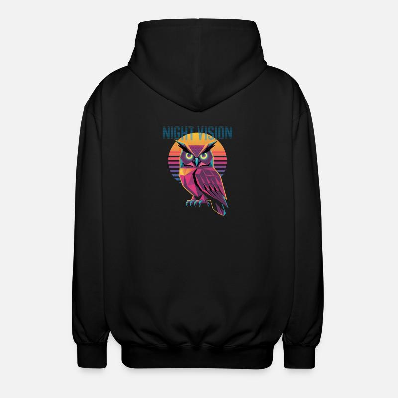 Night Vision Owl Retro Synthwave Sunset - Veste à capuche unisexe - noir