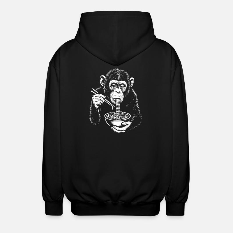 Illustration der Schimpansen-Nudelschale - Unisex Kapuzenjacke - Schwarz
