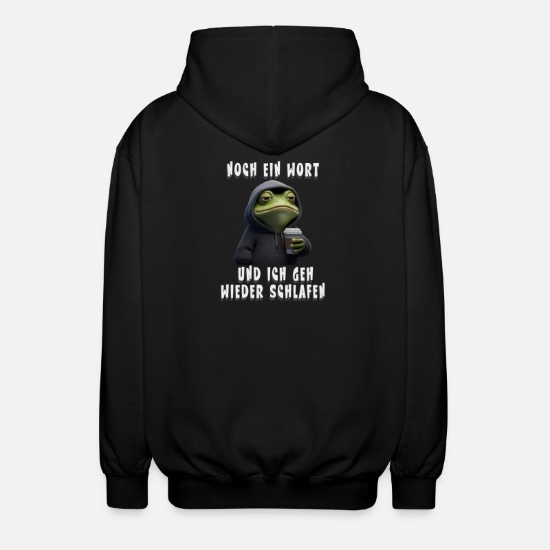 Grumpy Frosch mit Kaffee Cartoon - Unisex Kapuzenjacke - Schwarz