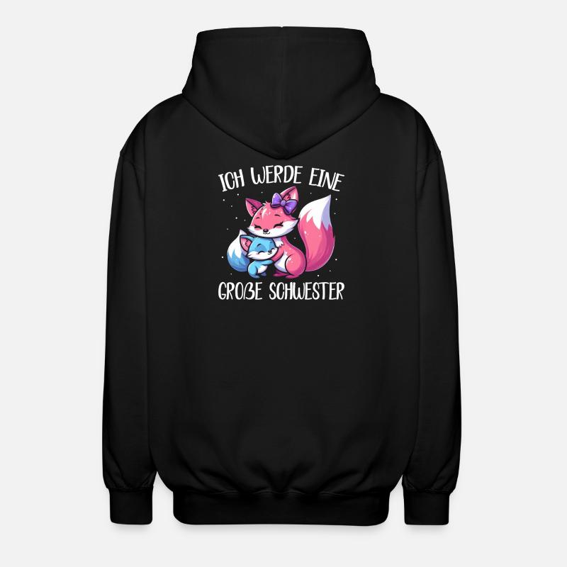 Big Sister Fox Lover Sibling - Unisex Hooded Jacket - black