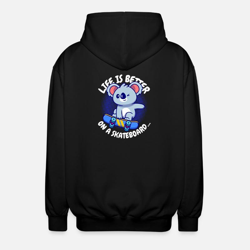 Koala Skateboard Lebensfreude - Unisex Kapuzenjacke - Schwarz