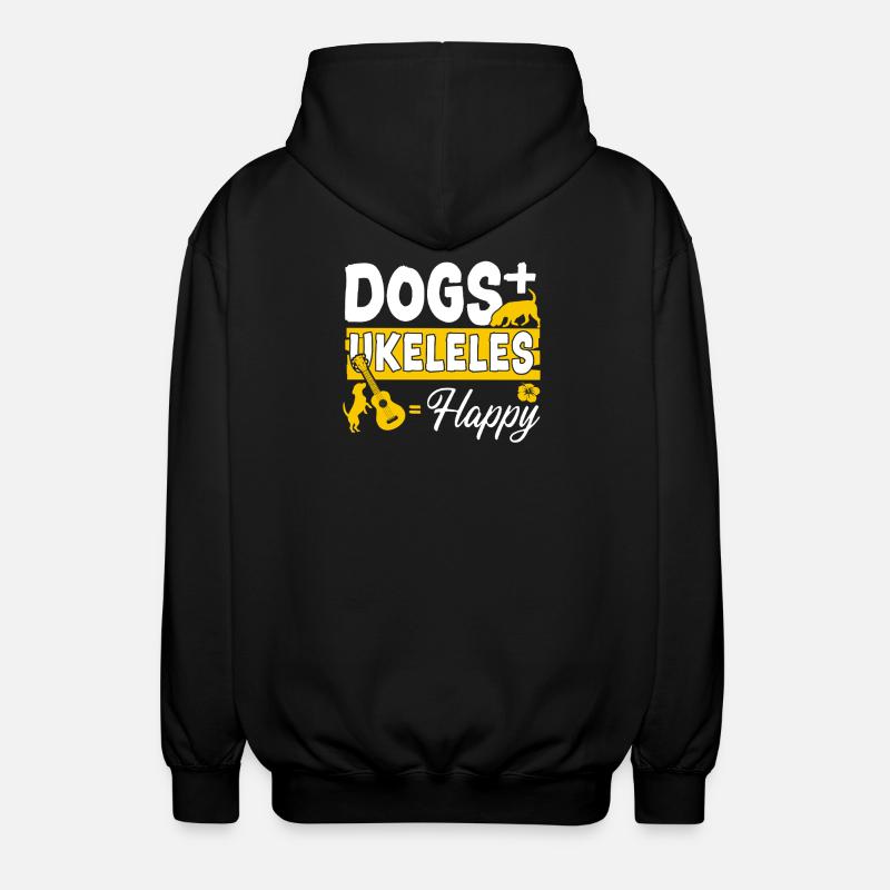 Chiens ukélé hawaïen ukulélé + - Veste à capuche unisexe - noir