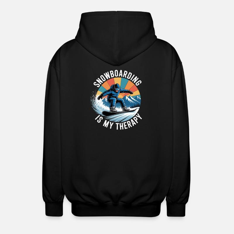 Snowboarding Is My Therapy - Unisex Hooded Jacket - black