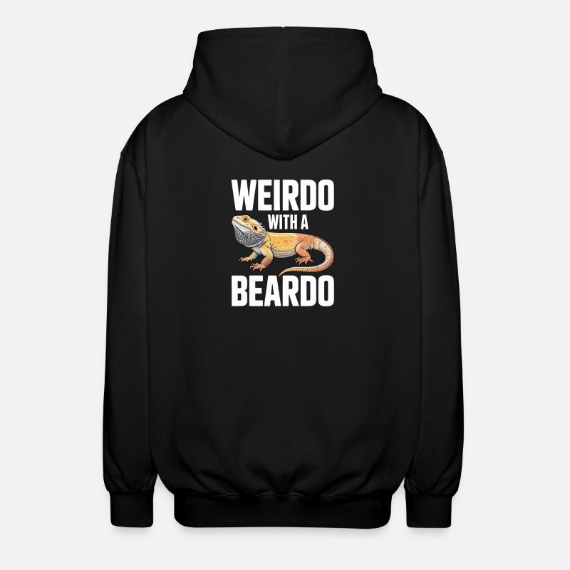 Weirdo Beardo Bearded Dragon Tee - Unisex Hooded Jacket - black
