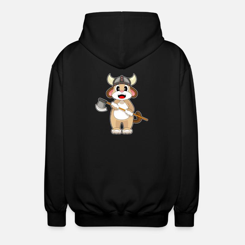Hund Vikinger Axt - Unisex Kapuzenjacke - Schwarz