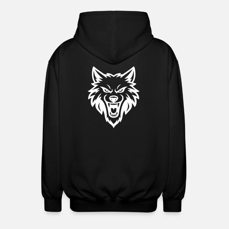 Wolf Kopf - Unisex Kapuzenjacke - Schwarz