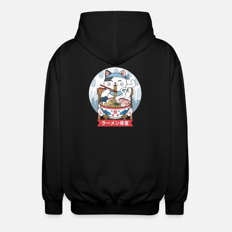 Neko Ramen Feast - Unisex Hooded Jacket - black
