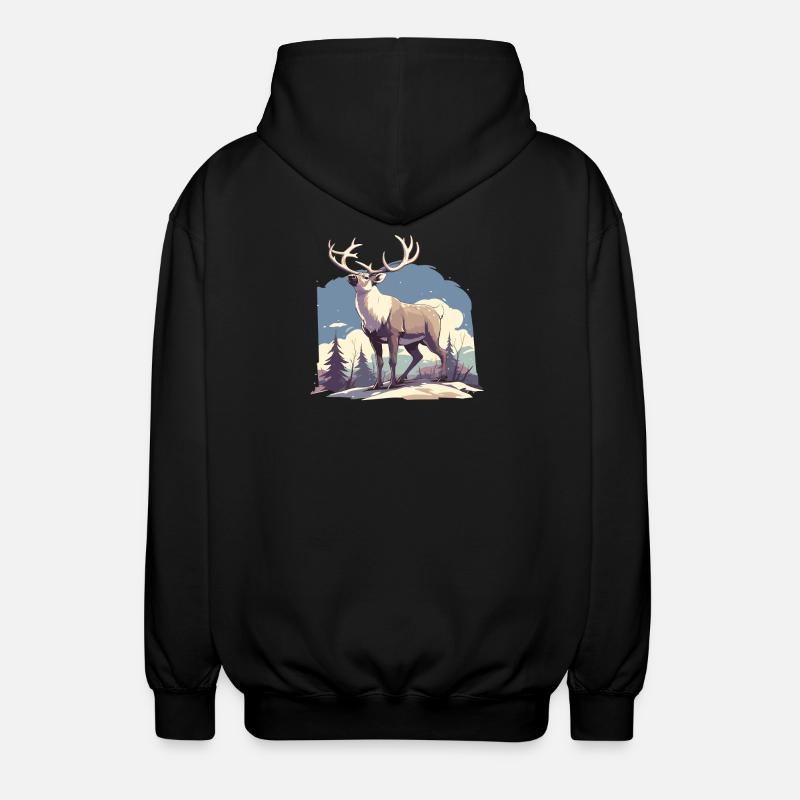 Reindeer Reindeer - Unisex Hooded Jacket - black