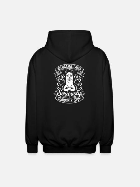 Llama sérieux – Pas de drame - Veste à capuche unisexe - noir