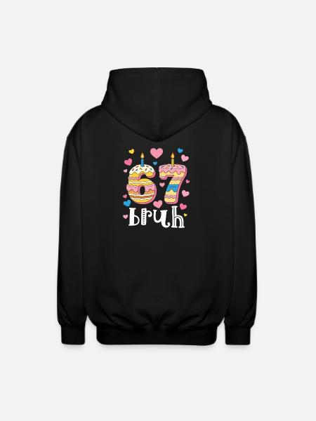 67 Birthday Donut Heart - Unisex Hooded Jacket - black