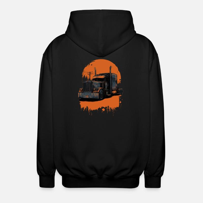 Camion en teinte orange - Veste à capuche unisexe - noir