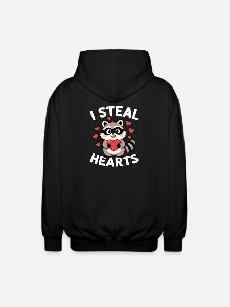 I Steal Hearts Waschbär - Unisex Kapuzenjacke - Schwarz