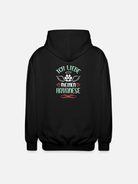 Havanese love with wings - Unisex Hooded Jacket - black