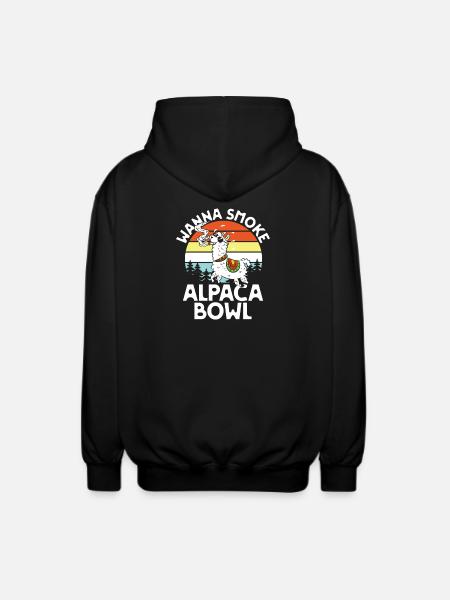 Alpaca Bowl Sunset Retro Forest - Unisex Hooded Jacket - black