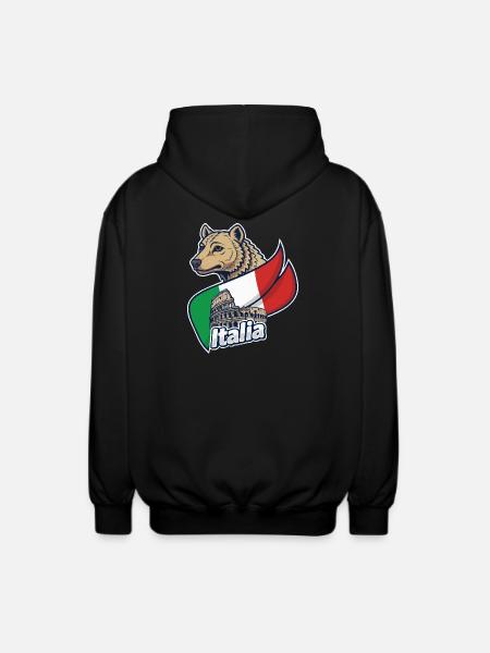 Italian Wolf with Colosseum - Unisex Hooded Jacket - black