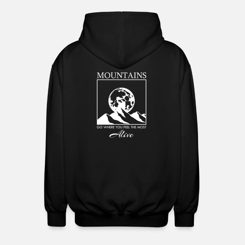 Mountain Range with the Moon - Unisex Hooded Jacket - black