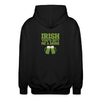 Irlandais, tu m’offrirais un verre - Veste à capuche unisexe - noir - Dos - AI Model Male 185 light (185cm)