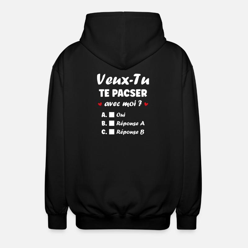 Veux-Tu te pacser ? Quiz romantique - Veste à capuche unisexe - noir