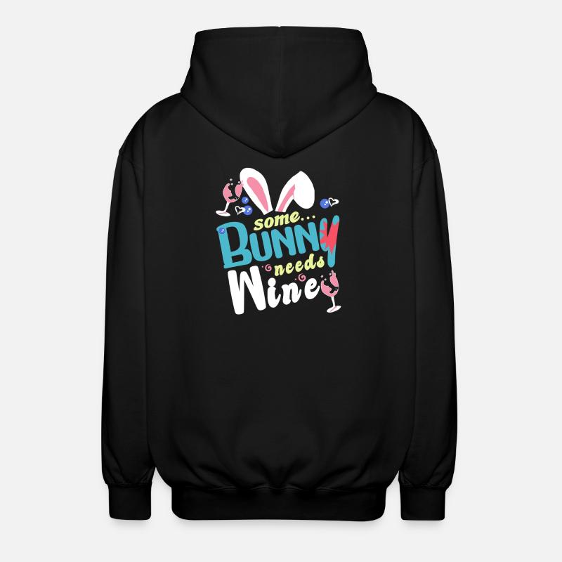 Some rabbit needs some wine - Unisex Hooded Jacket - black