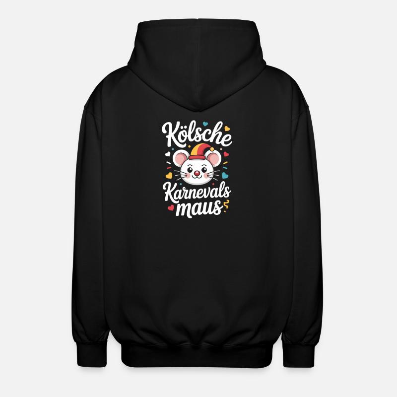 Kölsche Karnevalsmaus Karneval Köln Kölner Maus - Unisex Kapuzenjacke - Schwarz
