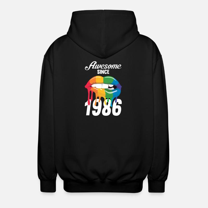 Rainbow Lips 1986 - Unisex Hooded Jacket - black