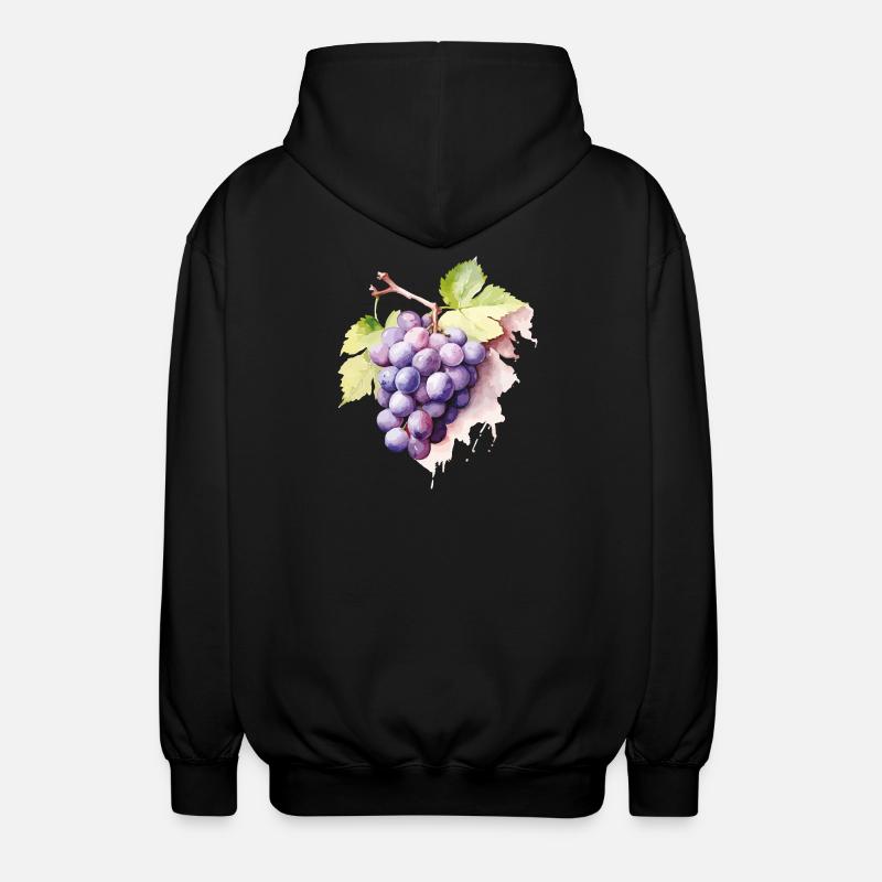 Grappe d’aquarelle de raisins - Veste à capuche unisexe - noir