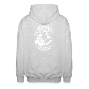 Abschalten mit Skelett-Skate - Unisex Kapuzenjacke - Hellgrau meliert - Hinten - AI Model Male 185 light (185cm)