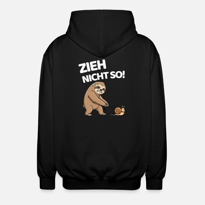 Don't pull so sloth with snail - Unisex Hooded Jacket - black