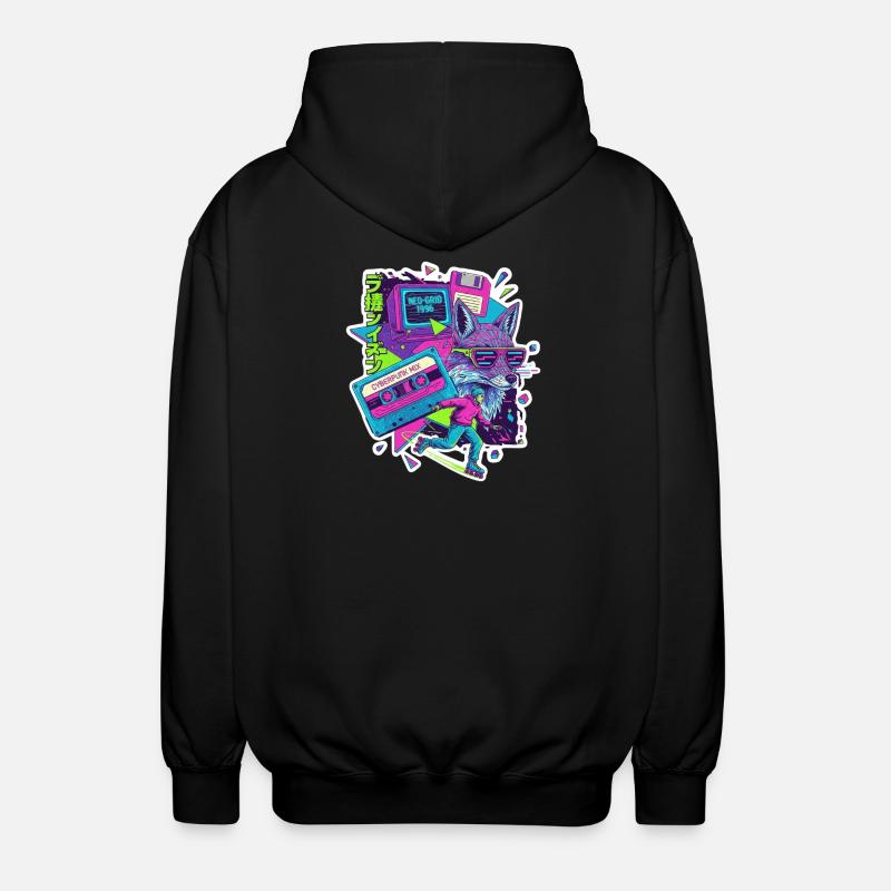 90s Cyber Punk - Unisex Kapuzenjacke - Schwarz