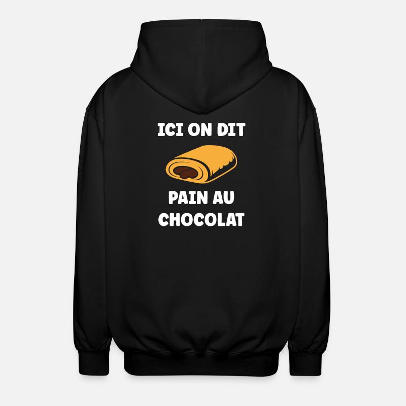 Pain au chocolat illustré - Veste à capuche unisexe - noir