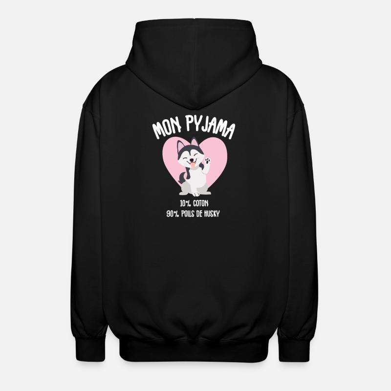 Pyjama Drôle Chien Husky - Veste à capuche unisexe - noir