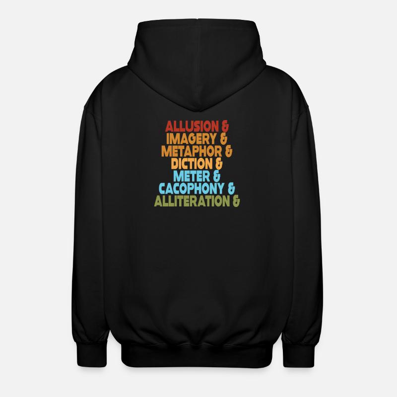 Literary Devices Typography Stack - Unisex Hooded Jacket - black