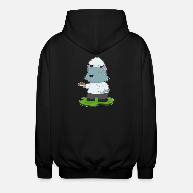 Cat Chef Pastry Cooking - Unisex Hooded Jacket - black