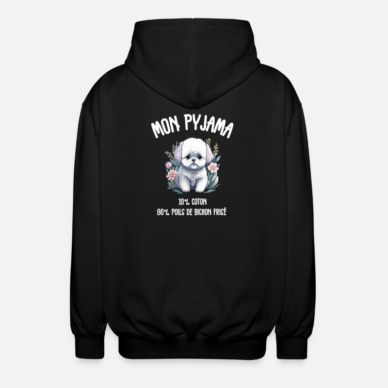 Pyjama Drôle Chien Bichon - Veste à capuche unisexe - noir