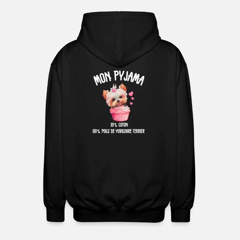Pyjama Chien Yorkshire Drôle  - Veste à capuche unisexe - noir