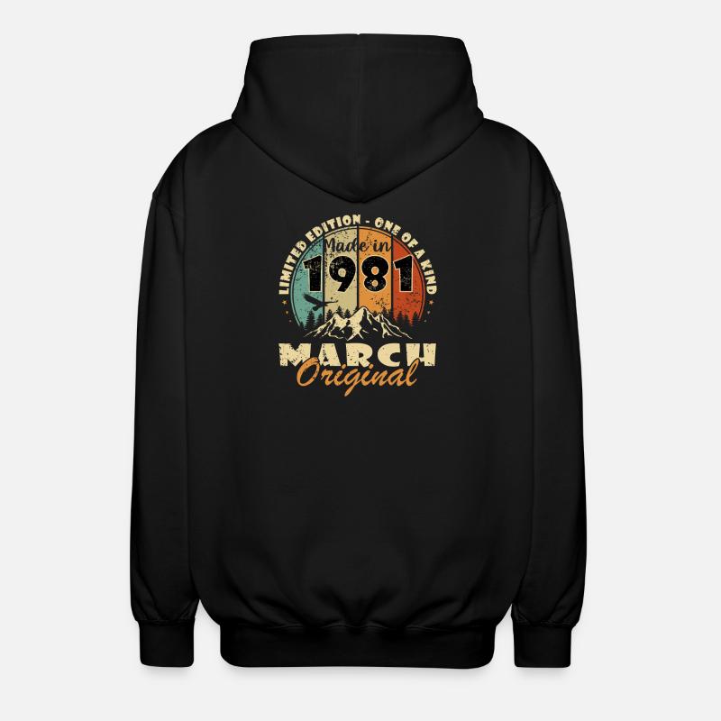 Mars 1981 Né mars 1981 - Veste à capuche unisexe - noir
