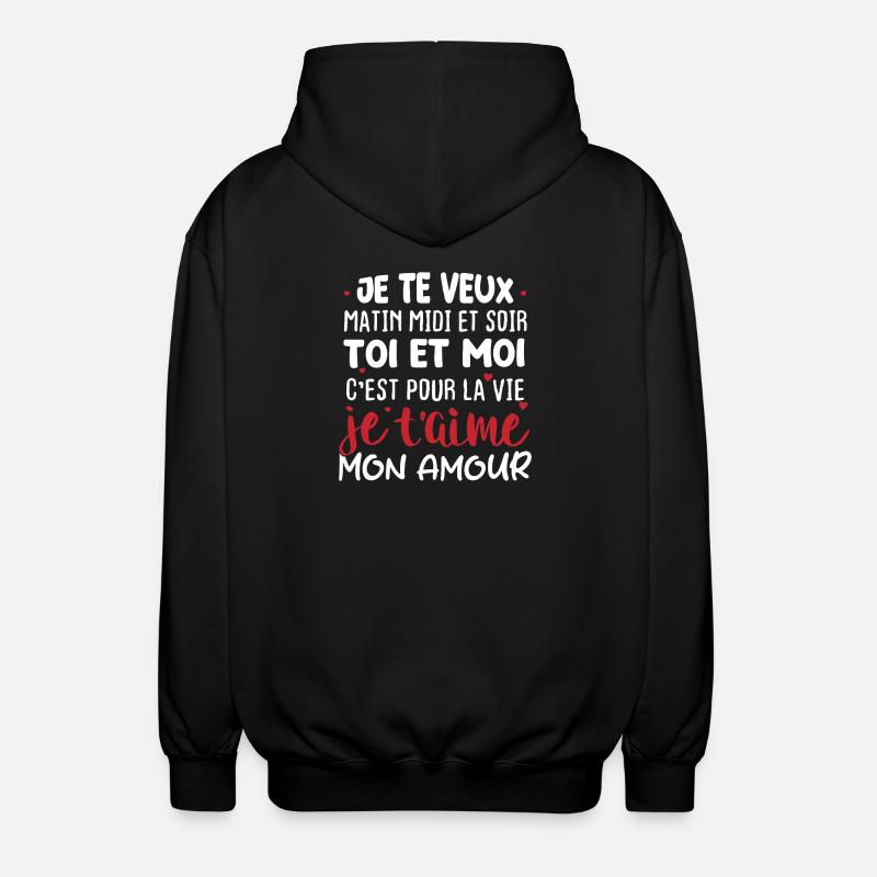 Message Amour Saint Valentin - Veste à capuche unisexe - noir