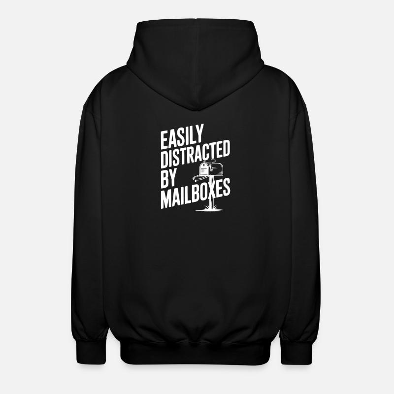 Easily Distracted by Mailboxes - Unisex Hooded Jacket - black