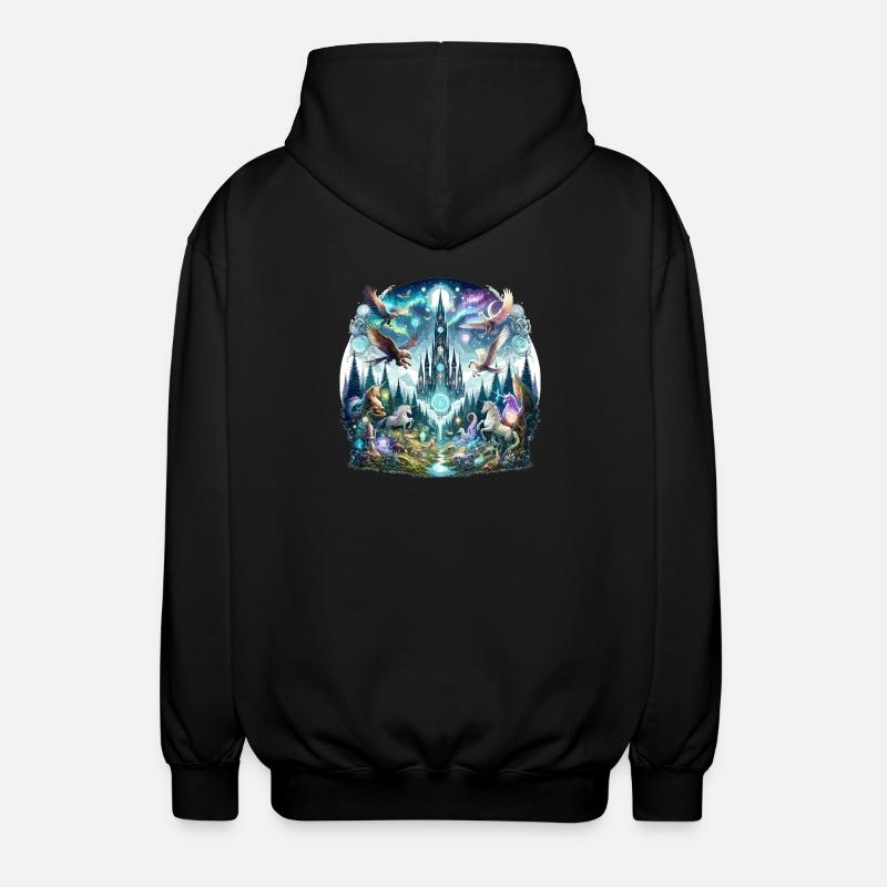 Enchanted Tower Forest Dream - Unisex Hooded Jacket - black