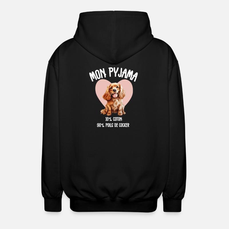 Pyjama Chien Cocker Drôle - Veste à capuche unisexe - noir